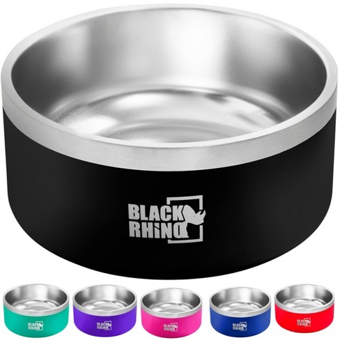 Black Rhino 64 Oz Double Insulated Stainless Steel Dog Bowls - Black