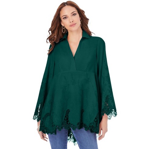 Roaman's Women's Plus Size Embroidered Fit-and-flare Tunic, 38 W