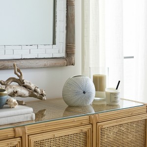 Modern Ceramic Decorative Vase with Dotted Circular Detailing - Contemporary Curved Profile for Artistic Accent - Home and Office Decor - 1 of 4