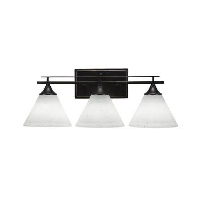 Toltec Lighting Uptowne 3 - Light Vanity in  Dark Granite with 7" White Muslin Shade