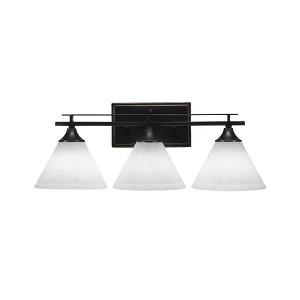 Toltec Lighting Uptowne 3 - Light Vanity in  Dark Granite with 7" White Muslin Shade - 1 of 1