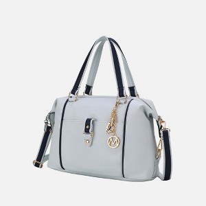 MKF Collection Opal Vegan Leather Lightweight Satchel Bag by Mia K- Light Blue Navy - 1 of 4