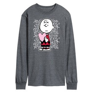 Men's - Peanuts - Charlie Brown Xoxo Long Sleeve Graphic T-Shirt - 1 of 4
