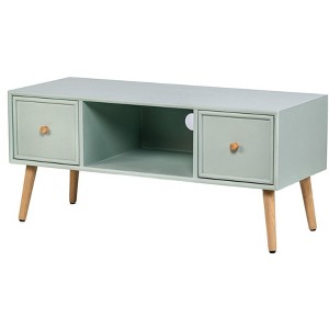Nordlys TV Stand with 2 Drawers in Wood and Rattan Exotic Boho Living Room - 1 of 4