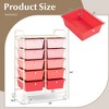 Tangkula 10-Drawer Rolling Storage Cart Tools Scrapbook Paper Organizer on Wheels Pink Gradient - 3 of 4