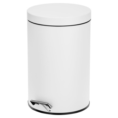 Image of mDesign Round Step Garbage Trash Can, Removable Liner, 3.2 Gallon, White