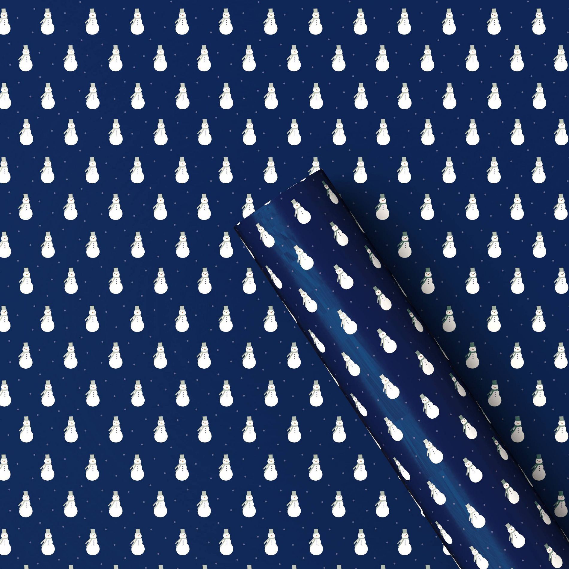 40" 220 sq ft Christmas Gift Wrapping Paper Snowmen on Navy Blue - Wondershop™