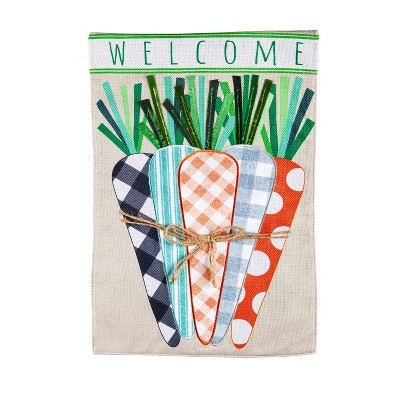 Patterned Carrots Garden Burlap Flag