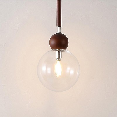 Elegant Nickel & Dark Walnut 7" Globe Pendant Light