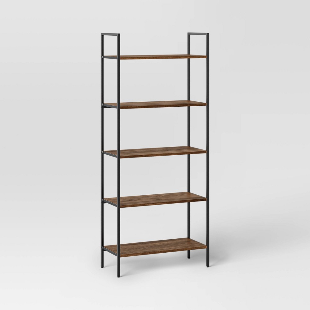 Photos - Wall Shelf 72" Loring 5 Shelf Ladder Bookshelf Walnut - Threshold™