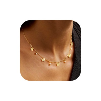 Turandoss 18K Gold Choker Necklace for Women Girls - Dainty Charm Necklaces Non Tarnish, Gold Jewelry for Women, Birthday Gifts for Girls, 15+2.5In