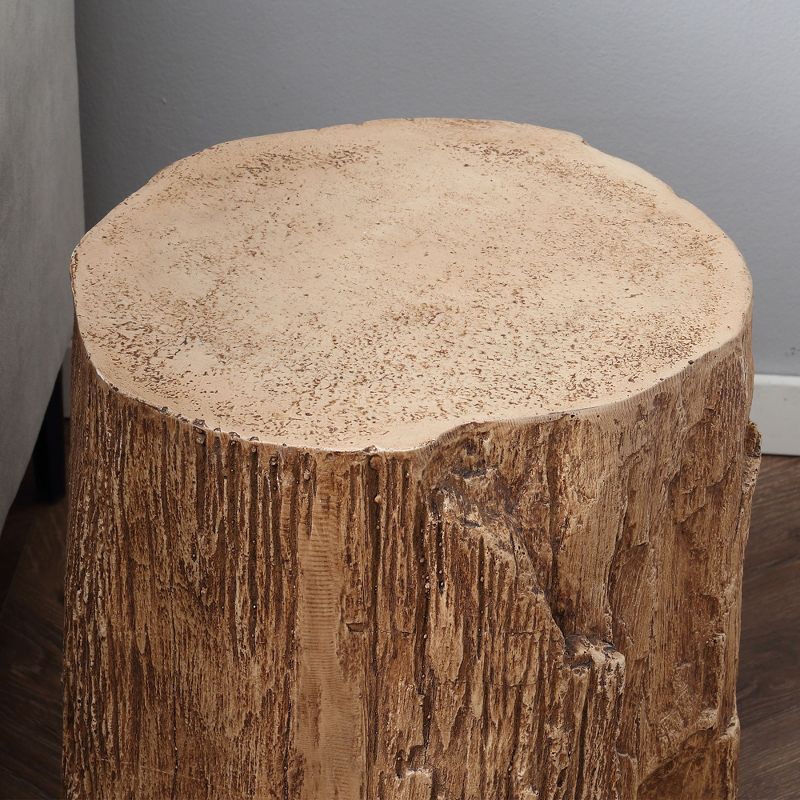 HOMCOM Tree Stump Stool, Decorative Side Table with Round Tabletop, Concrete End Table with Wood Grain Finish, for Indoors and Outdoors, 5 of 7