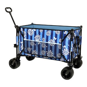 SKRAN Outdoor Sport Foldable Extended Wagon with 480lbs Weight Capacity,with Beach Wheels & Drink Holders,Side Pocket and Brakes for Camping - 1 of 4