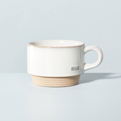 Photo 1 of 10oz Relax Stoneware Mug with Exposed Base Light Gray - Hearth  Hand with Magnolia  (PACK OF F4)