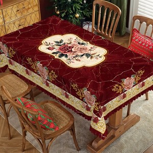 LOVEVOOK Washable Floral Rectangular Tablecloth, Seasonal Round Flower Table Cover for Party Picnic Dinner Christmas Decor - 1 of 4