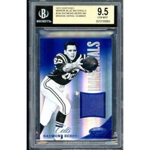 Raymond Berry Card 2012 Panini Certified Mirror Blue Materials #236 BGS 9.5 - 1 of 2
