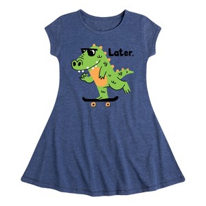 Girls' - Instant Message - Later Gator Fit & Flair Cap Sleeve Graphic Dress - 1 of 4