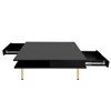 NicBex High-Gloss Coffee Table with Gold Legs & 2 Drawers,Modern End Table with Storage,2-Tier Square Center Table for Living Room - 2 of 4