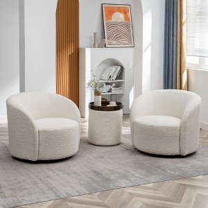 KINWELL 34" Wide Upholstered Swivel Accent Barrel Chair (Set of 2) - 1 of 4