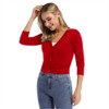 Clearlove Women's Cropped Bolero Cardigan – 3/4 Sleeve V-Neck Basic Classic Casual Button Down Knit Soft Sweater Top - 3 of 4