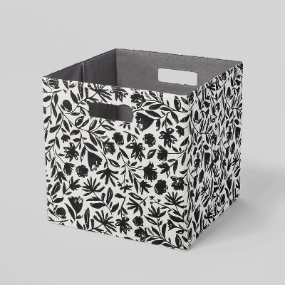 13" x 13" Fabric Bin Black Monochrome Floral - Brightroom™