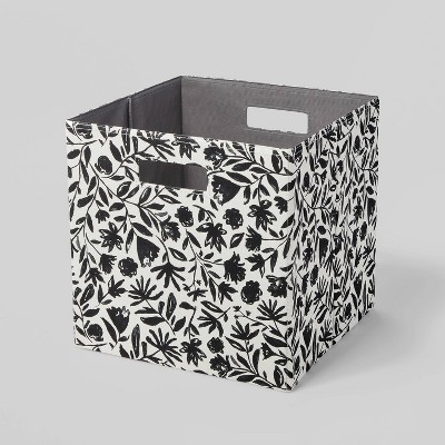 Image of 13" x 13" Fabric Bin Black Monochrome Floral - Brightroom™