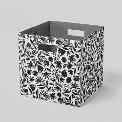 13" x 13" Fabric Bin Black Monochrome Floral - Brightroom™