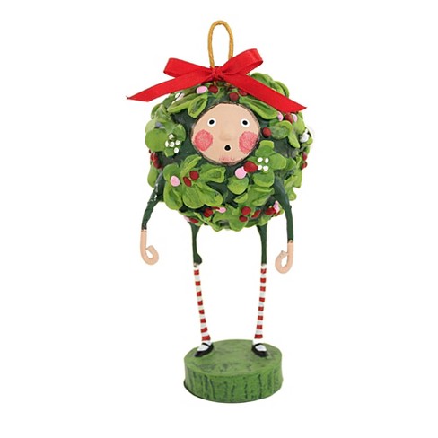 Lori Mitchell Christmas Kisses - One Figurine 6.5 Inches - Holly Ball  Berries - 14469 - Polyresin - Green