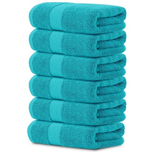 White Classic Luxury 100% Cotton Hand Towels Set Of 6 - 16x30