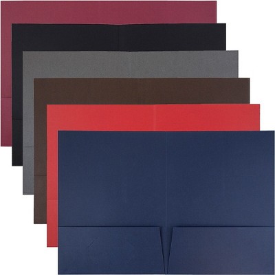 JAM Paper Two-Pocket Textured Linen Business Folders Assorted Colors 386LASSRT