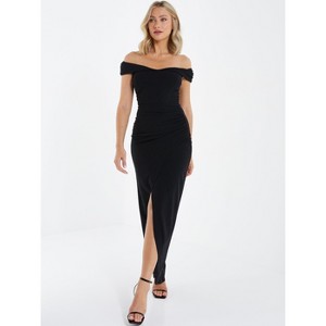 QUIZ Women's Bardot High Slit Maxi Dress-Black - 1 of 3