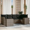 vidaXL 6 Piece Patio Sofa Set with Cushions - Gray Poly Rattan - 2 of 4