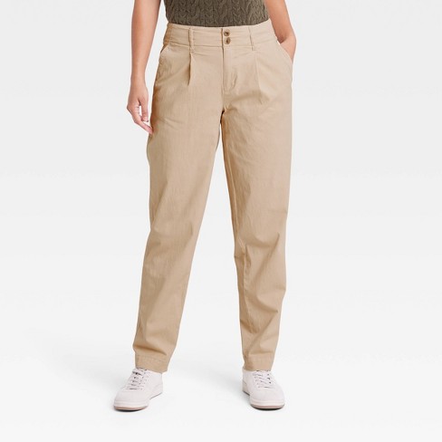 Women's High-rise Pleat Front Tapered Chino Pants - A New Day™ Tan 10 :  Target