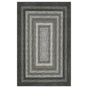 Washable Modern Bordered Bedroom Living Room Area Rugs, Geometric Non Slip Throw Carpet for Home Decor - 1 of 4