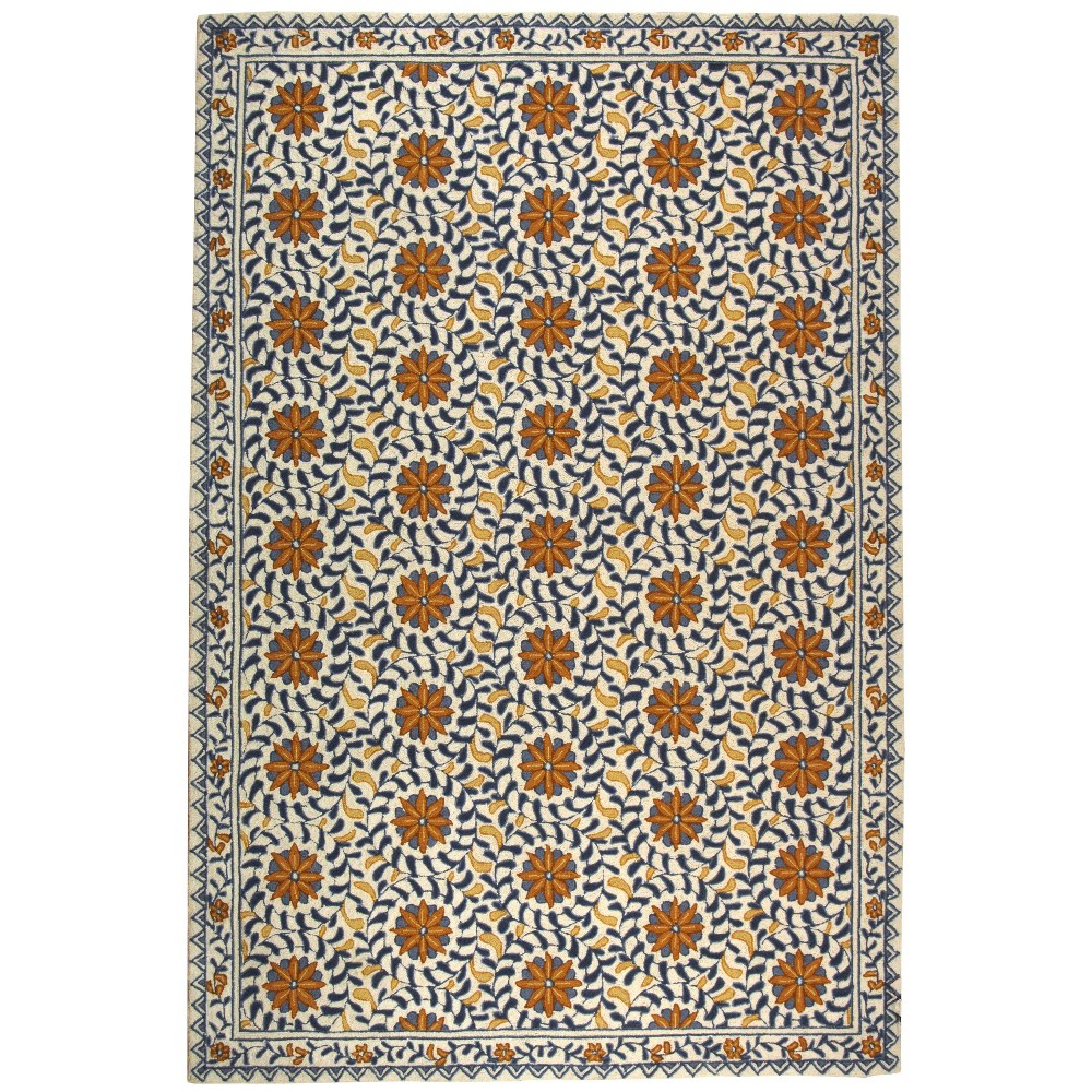SAFAVIEH Chelsea Alondra Geometric Borders Wool Area Rug Ivory/Blue 7 9