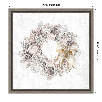 Elegant Frosty Pinecone Wreath Framed Canvas Print