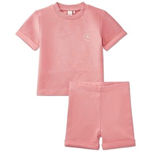 MiniMoi 2 Piece Baby and Toddler "Feel The Beat" Stretch Cotton Tee and Shorts Set Dusty Rose 18 Months - 1 of 4