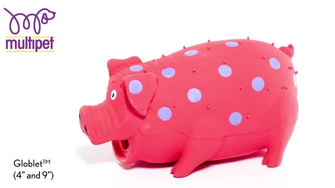 Multipet Latex Polka Dot Pig Dog Toy - Blue - 9&#34;, 2 of 10, play video