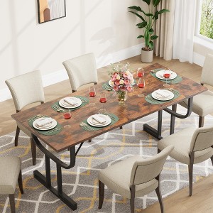 Whizmax Farmhouse Dining Table for 6 People, 70.8-Inch Rectangular Rustic Kitchen Wood, Dining Table Table with Heavy Duty Metal Legs for Dining Room - 1 of 4