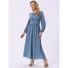 INSPIRE CHIC Women's Crewneck Lantern Long Sleeves A-Line Pleated Chiffon Maxi Formal Dress - 2 of 4