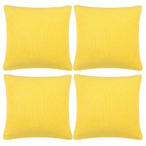 PiccoCasa Fall Soft Corduroy Striped Throw Covers with Zipper 4 Pcs - 1 of 4