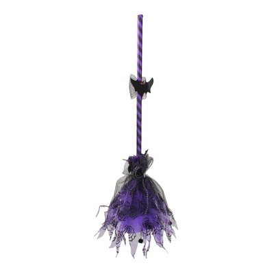 Northlight Animated Witches Broom Halloween Decoration - 29" - Purple and Black