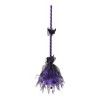 Northlight 29" Striped Animated Witches Halloween Broom with Bat Accents - Purple/Black - 2 of 4
