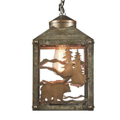 Vintage Lantern Table Lamp - Cabin Lighting, Black Forest Decor