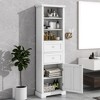 67"H Bathroom Storage Cabinet with One Door and 2 Drawers, Freestanding Storage Cabinet with Adjustable Shelf, White 4S - ModernLuxe - 2 of 4