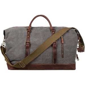 Canvas Duffle Bag for Travel, 60L Large Capacity Weekender Carry On with Removable Strap, Vintage Look for Men and Women - 1 of 4