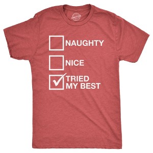 Mens Naughty List Nice List Tried My Best Funny Graphic Santa Christmas T shirt - Crazy Dog Men's T Shirt - 1 of 4