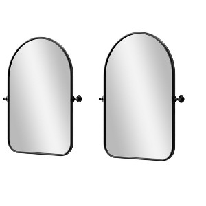 HomeRoots Set of Two Black Arch Iron Framed Bathroom Vanity Mirrors - 1 of 4