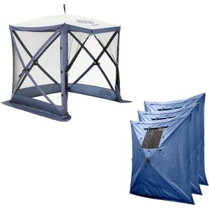 CLAM Quick Set Traveler 6 x 6 Ft Portable Outdoor Shelter, Blue + Clam Quick Set Screen Hub Tent Wind & Sun Panels, Accessory Only, Blue (3 Pack) - 1 of 4