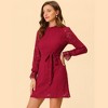 Allegra K Women's Elegant Ruffle Crew Neck Formal Elegant Mini Floral Lace Dress - 3 of 4